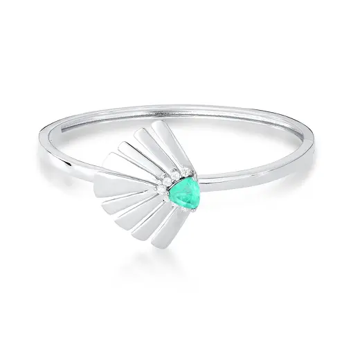 BRACELETE FOLHA COM ZIRCÔNIA FUSION TURMALINA BANHADO A RÓDIO
