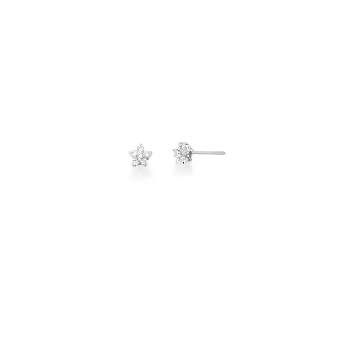 BRINCO DE FLOR COM ZIRCÔNIAS BRANCAS PRATA RODINADA