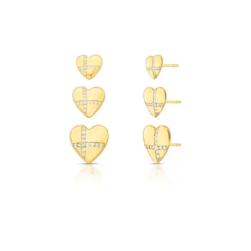 KIT TRÊS PARES DE BRINCO CORAÇÃO COM ZIRCÔNIAS