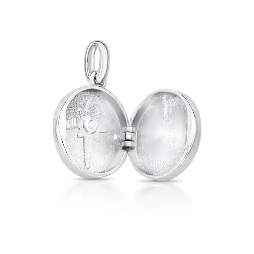 PINGENTE RELICÁRIO REDONDO COM ESTRELA E CRISTAL