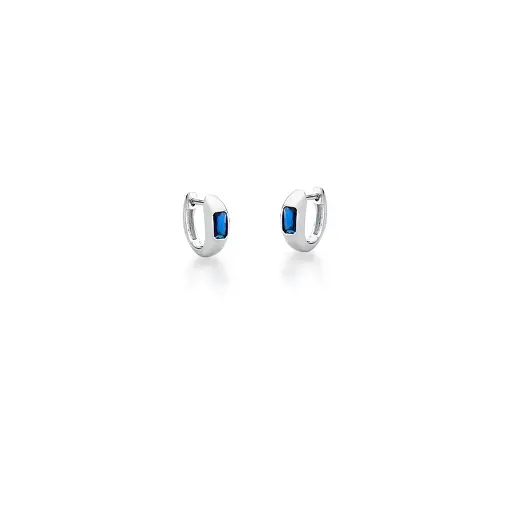 ARGOLA LISA COM CRISTAL RETANGULAR EM PRATA