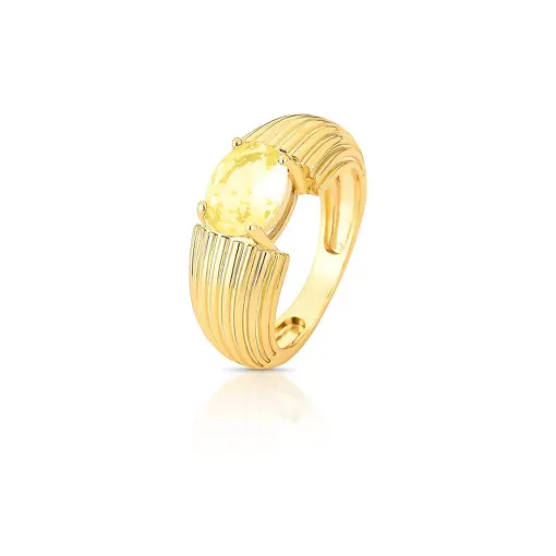 ANEL TEXTURIZADO COM CRISTAL OVAL