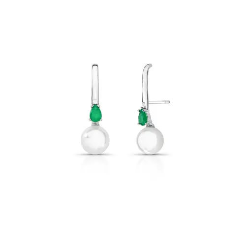 BRINCO EAR HOOK COM CRISTAL DE GOTA ZIRCÔNIA E PÉROLA SHELL