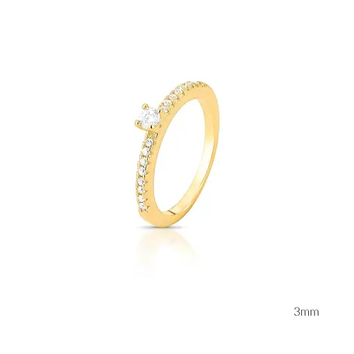 ANEL SOLITÁRIO COM CRISTAL REDONDO E ZIRCÔNIAS