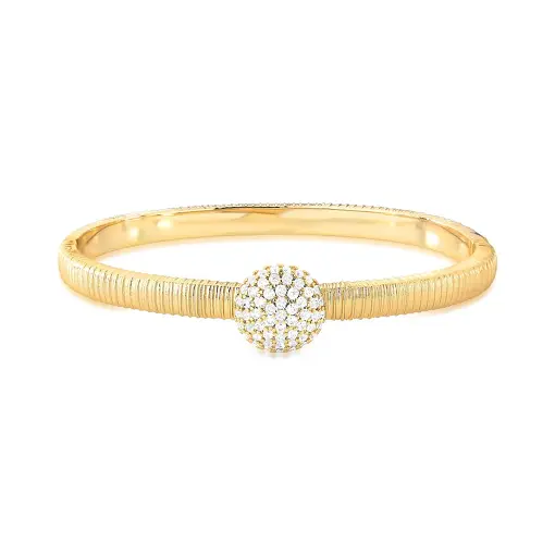 BRACELETE TEXTURIZADO REDONDO CRAVEJADO DE ZIRCÔNIAS