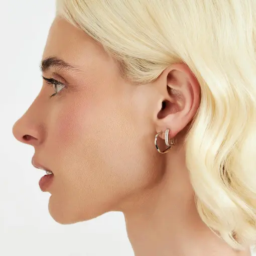 ARGOLA QUADRADA CRAVEJADA DE ZIRCÔNIAS PRATA RODINADA