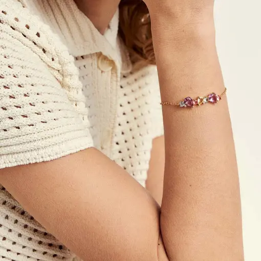 PULSEIRA COM CRISTAIS E ZIRCÔNIAS INTERCALADOS