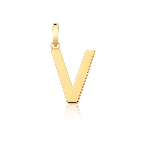 PINGENTE LETRA "V" LISO COM FECHO BANHADO A OURO