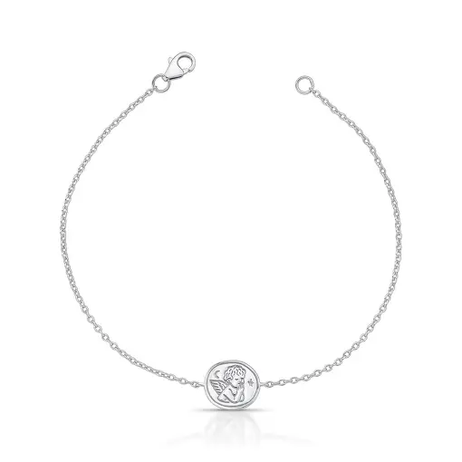 PULSEIRA COM PINGENTE OVAL E LISO DE ANJO