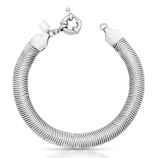 PULSEIRA EM MALHA ESTEIRA LAMINADA LISA E FECHO BOIA