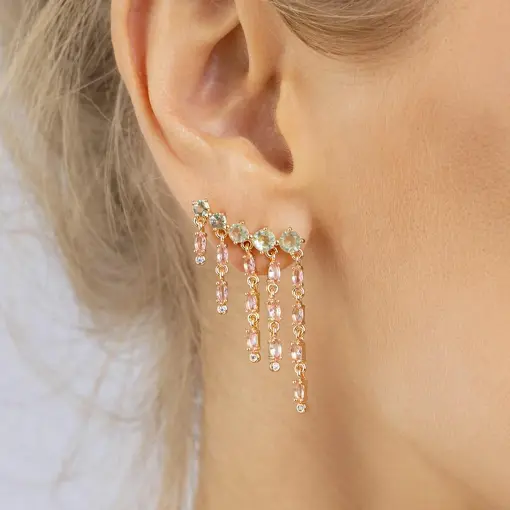 BRINCO EAR CUFF COM ZIRCÔNIAS COLORIDAS BANHADO A OURO