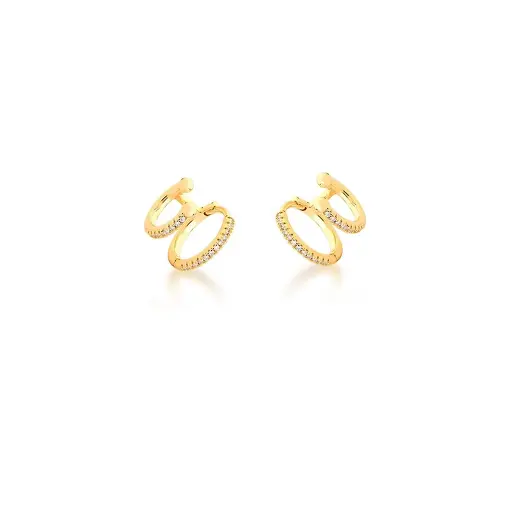 ARGOLA COM PIERCING DE ORELHA BRANCA BANHADA A OURO