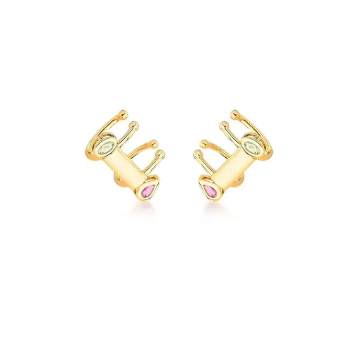 PIERCING DE ORELHA RETANGULAR COM CRISTAIS GEOMÉTRICOS