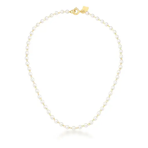 COLAR KIDS COM PÉROLAS SHELL DISPERSAS BANHADO A OURO