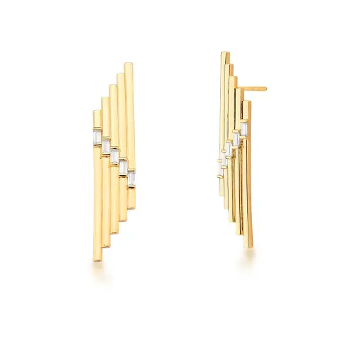 BRINCO TEXTURIZADO E CRISTAIS BANHADO A OURO