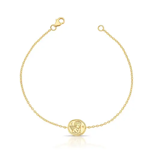 PULSEIRA COM PINGENTE OVAL E LISO DE ANJO