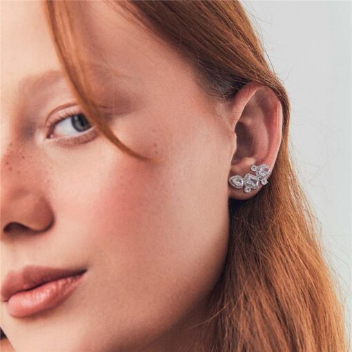 BRINCO EAR CUFF COM CRISTAIS E ZIRCÔNIAS PRATA RODINADA