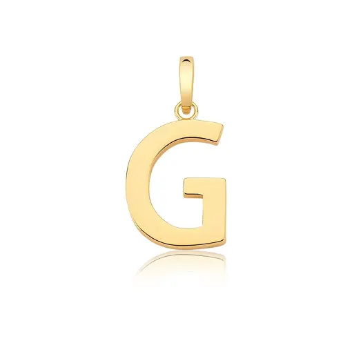 PINGENTE LETRA "G" LISO COM FECHO BANHADO A OURO