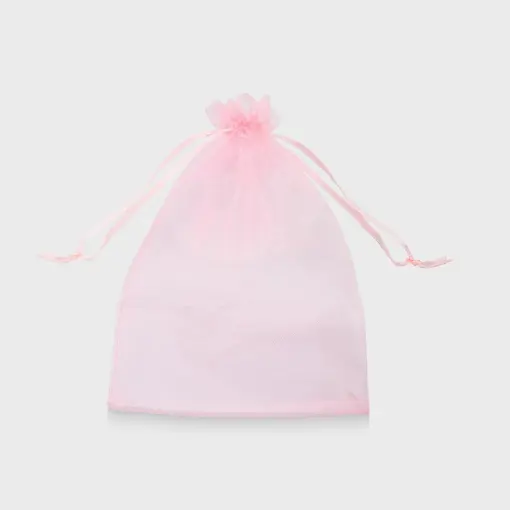 SAQUINHO DE ORGANZA TULE GRANDE NA COR ROSA COM 20 UNIDADES