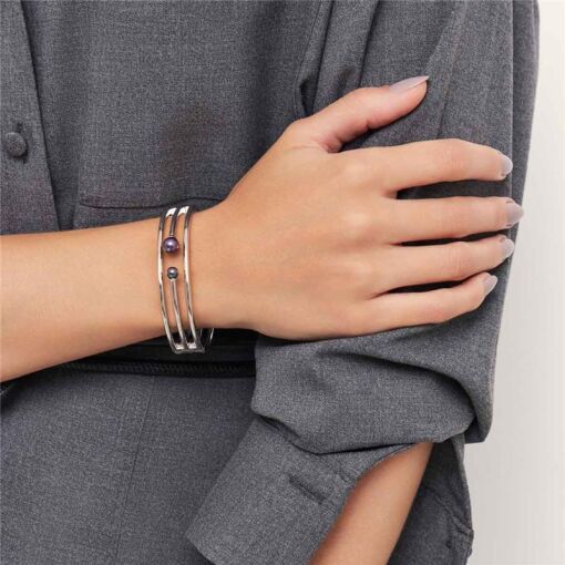 BRACELETE TRÊS VOLTAS VAZADO E PÉROLA SHELL