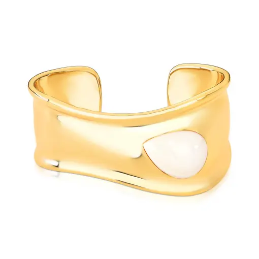 BRACELETE CURVO COM PEDRA EM GOTA