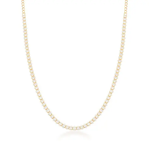 CHOKER COM ZIRCÔNIAS EM NAVETES BRANCAS BANHADA A OURO