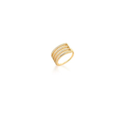 PIERCING DE ORELHA QUATRO FILEIRAS COM ZIRCÔNIAS BANHADO A OURO