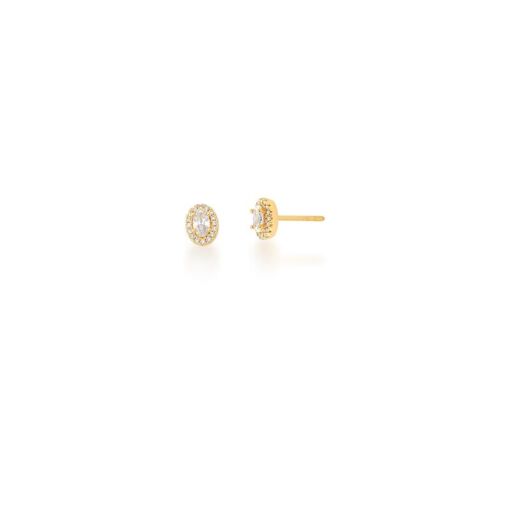 CONJUNTO BRINCO E COLAR COM PINGENTE OVAL BANHADO A OURO