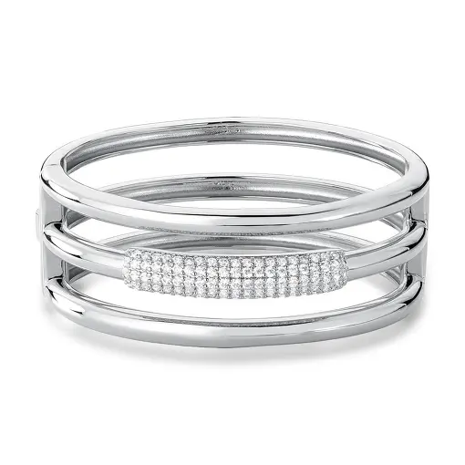 BRACELETE TRÊS VOLTAS LISO E CRAVEJADO BRANCO