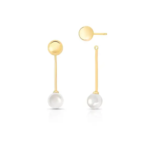 BRINCO EAR JACKET COM ESFERA LISA E PÉROLA SHELL