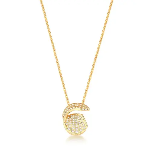 COLAR COM PINGENTE CURVO CRAVEJADO DE ZIRCÔNIAS BANHADO A OURO