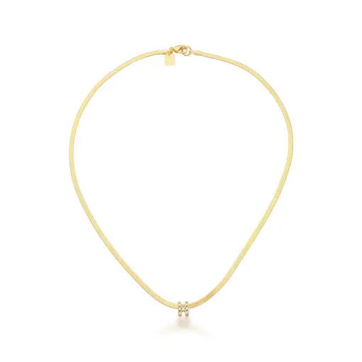 CHOKER LAMINADA COM PINGENTE LETRA "H" BANHADA A OURO