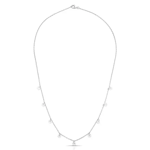 COLAR COM CRISTAIS REDONDOS DISPERSOS PRATA RODINADA