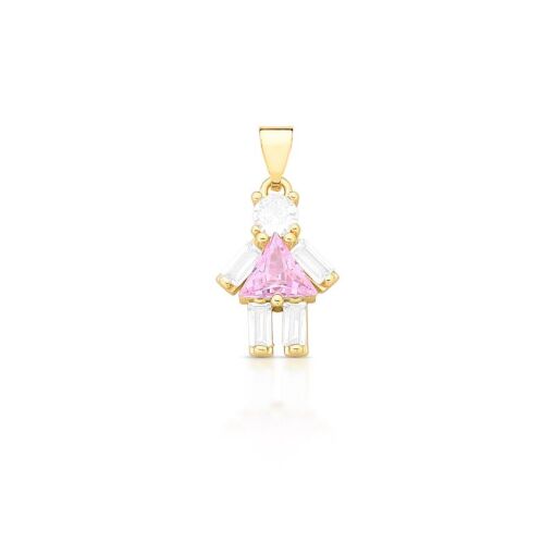 PINGENTE DE MENINA COM CRISTAIS BANHADO A OURO