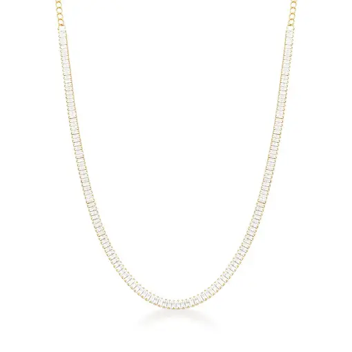 CHOKER COM ZIRCÔNIAS EM BAGUETE BRANCAS BANHADA A OURO