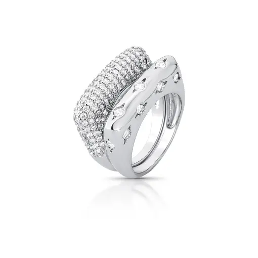 ANEL DUPLO COM CRISTAIS E CRAVEJADO DE ZIRCÔNAS