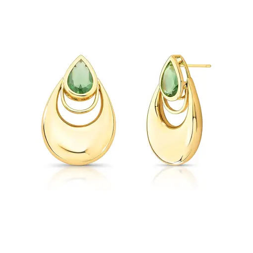 BRINCO DE GOTA ABAULADO E VAZADO COM CRISTAL