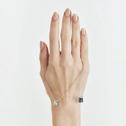 ESCAPULÁRIO COM CRISTAIS RETANGULARES PRATA RODINADA