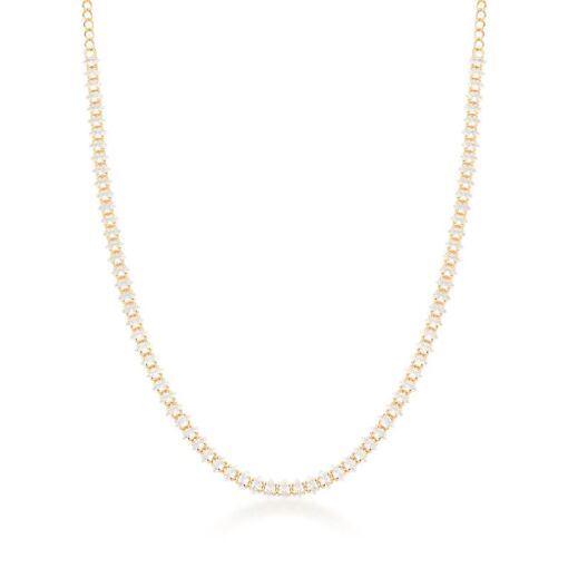 CHOKER COM ZIRCÔNIAS EM NAVETES BRANCAS BANHADA A OURO