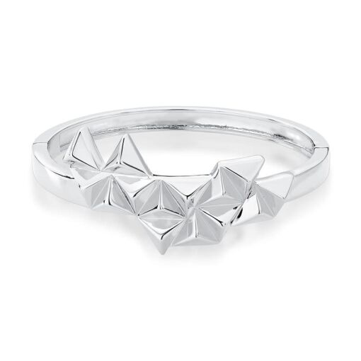 BRACELETE COM TRIÂNGULOS LISOS BANHADO A RÓDIO