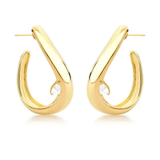 MEIA ARGOLA CURVA COM CRISTAL DE GOTA