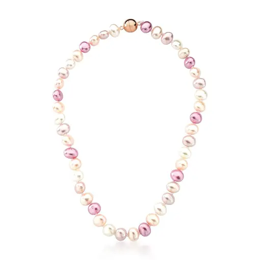 COLAR COM PÉROLAS OVAIS EM QUATRO TONS BANHADO A OURO ROSÊ