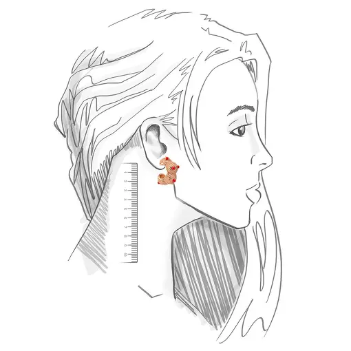 MEIA ARGOLA COM GRANULAÇÕES VERMELHAS BANHADA A OURO ROSÊ