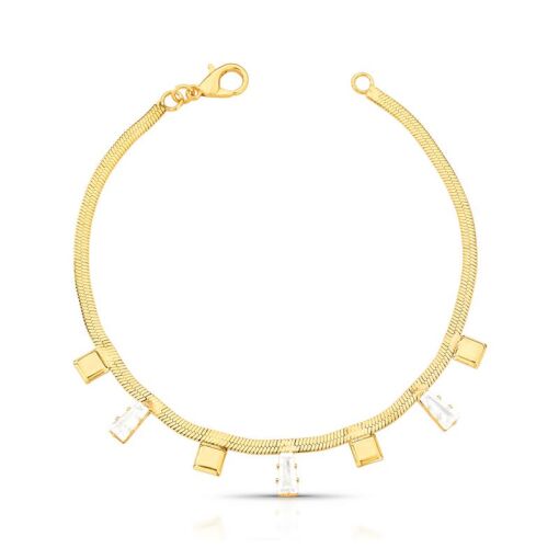 PULSEIRA EM MALHA LAMINADA INTERCALADA COM CRISTAIS
