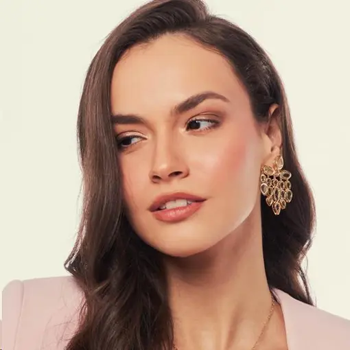 BRINCO PÊNDULO COM CRISTAIS GEOMÉTRICOS