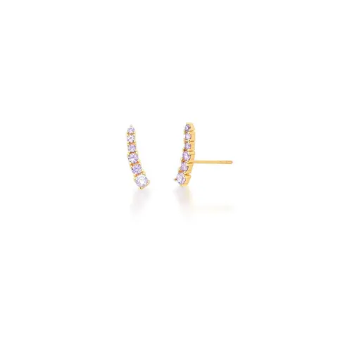BRINCO EAR CUFF COM ZIRCÔNIAS LILÁS BANHADO A OURO