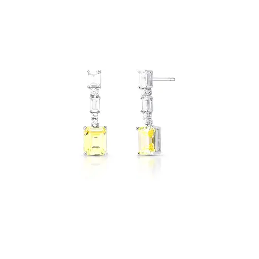 BRINCO PÊNDULO COM CRISTAIS RETANGULARES INTERCALADO