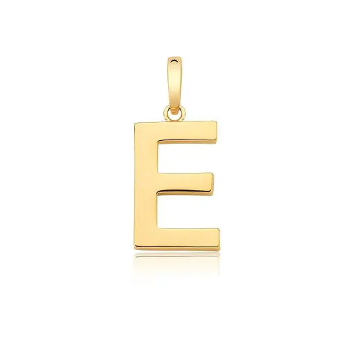 PINGENTE LETRA "E" LISO COM FECHO BANHADO A OURO