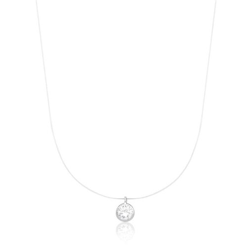 COLAR DE NYLON COM PINGENTE PONTO DE LUZ PRATA LISA