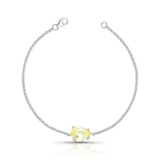 PULSEIRA COM CRISTAL DE GOTA PRATA RODINADA